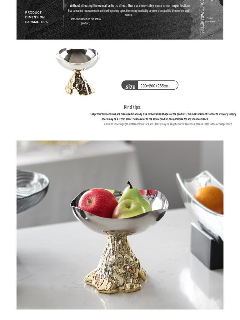 Elegant Stainless Steel Fruit Bowl - Creative Home Dining and Coffee Table Decoration Tray