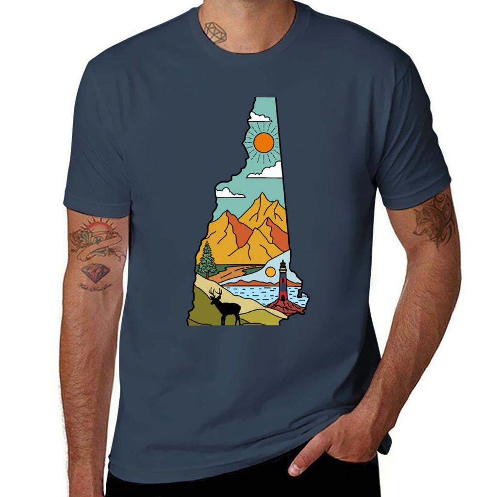 Retro New Hampshire Map  Lake Winnipesaukee White Mountain Souvenir TShirt man t shirt graphic TShirt