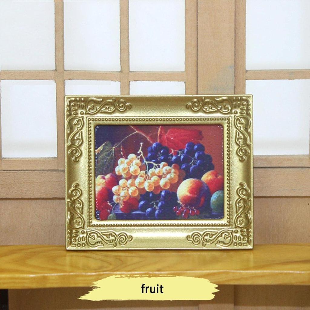 Pictură în miniatură 1/12 Accesorii pentru decorarea casei de păpuși, ramă foto în miniatură antică Poză clasică de perete de mână Decorare perete pentru casă de păpuși Pictură artistică