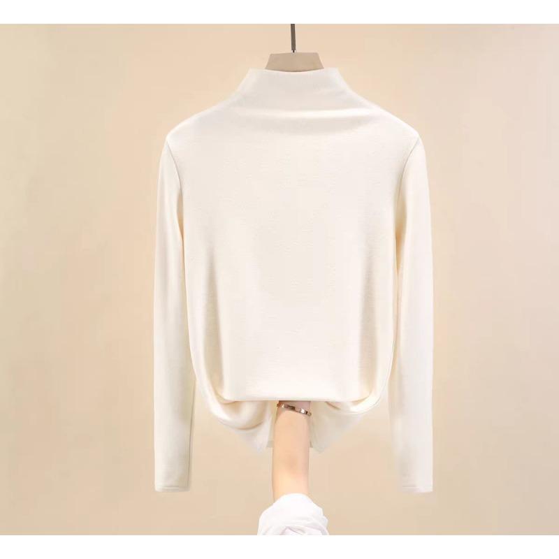 Women Plus Size Half High Collar Long Sleeve Slim Warm Thermal Base Top