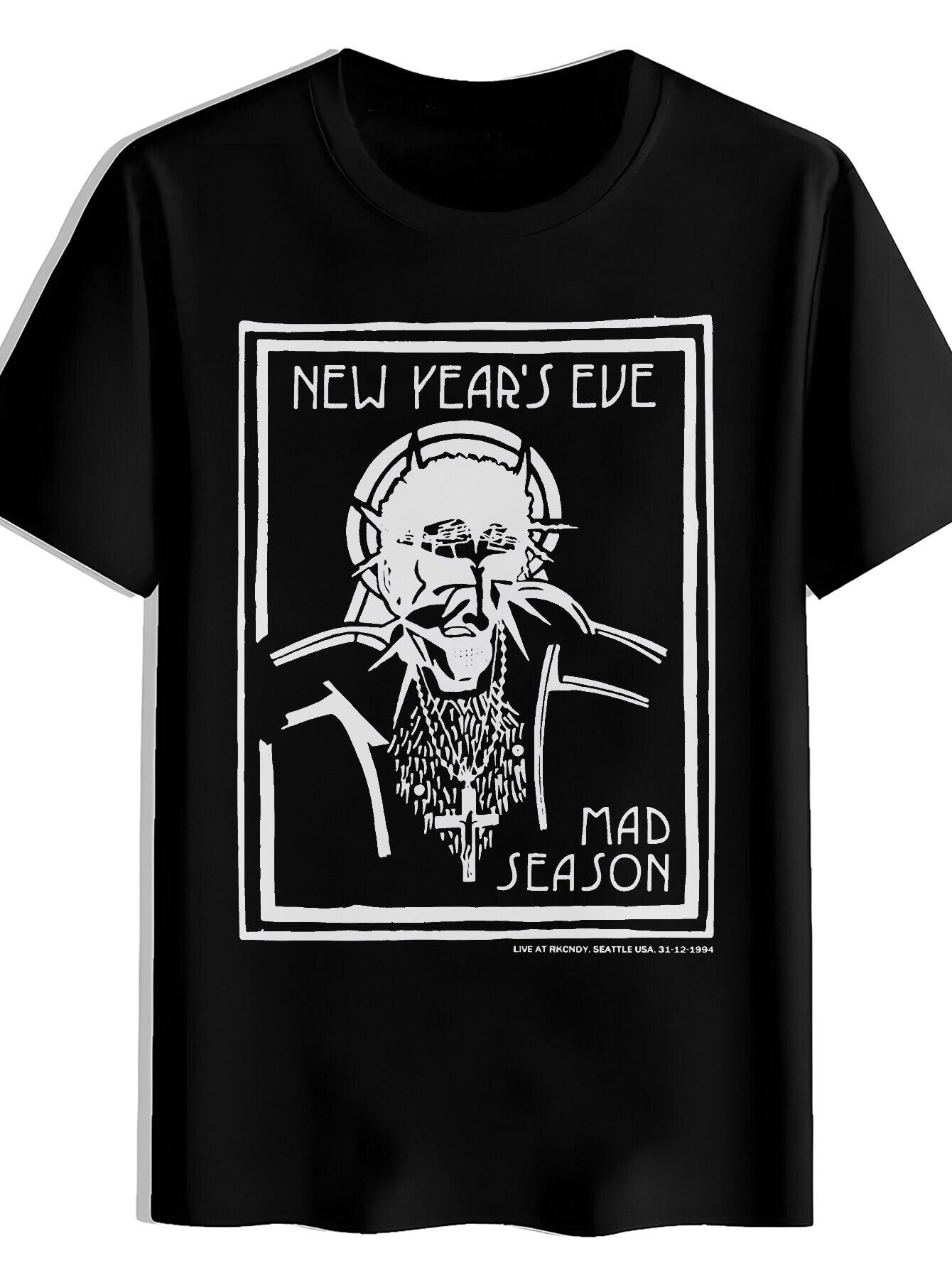 T-shirt A Short-Sleeved Round-Neck Featuring a Vintage Rock Band Print M