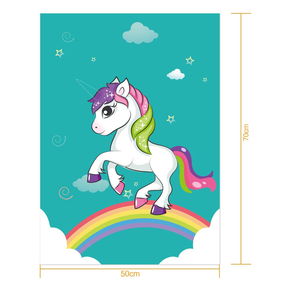 Unicorn corner game props - Children's birthday party decoration wall stickers set