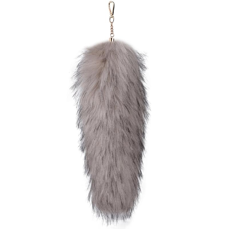 Trendy Foxes Tail Key Holder Accessory Sturdy Plush Synthetic Leather Bag Ornament Portable for Stylish Ladies Women