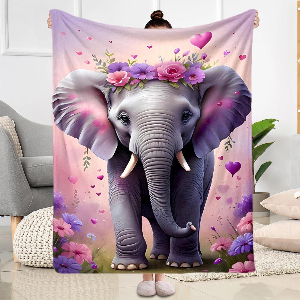 Colorful Elephant Garden Blanket Suitable for Offices, Travel, Living Rooms Also a Good Gift for Friends and Family Suitable for All Seasons.