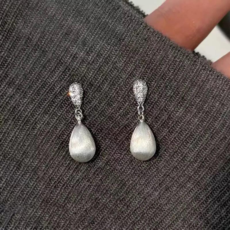 New Frosted Brushed Water Droplet Earrings for Women, Light Luxury High-end Design, Retro Temperament Earrings
