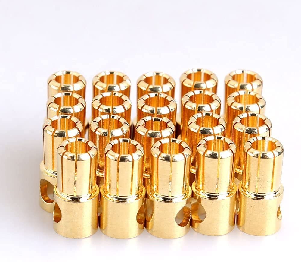 6mm Banana Plug Connectors – 10 Pairs | Secure and Reliable for RC Modelling and LiPo Batteries | Gold | Metal