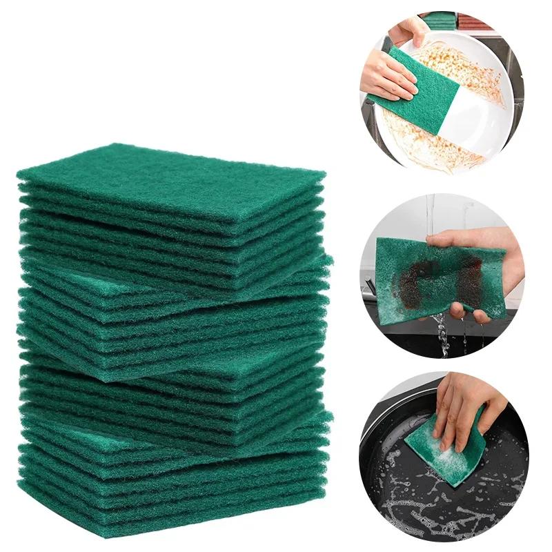 Reusable Green Scrub Sponge Dual Sided Kitchen Sponge Heavy Duty Oil Removal Scratch Free Dishwashing Pot Cleaning Eco Friendly