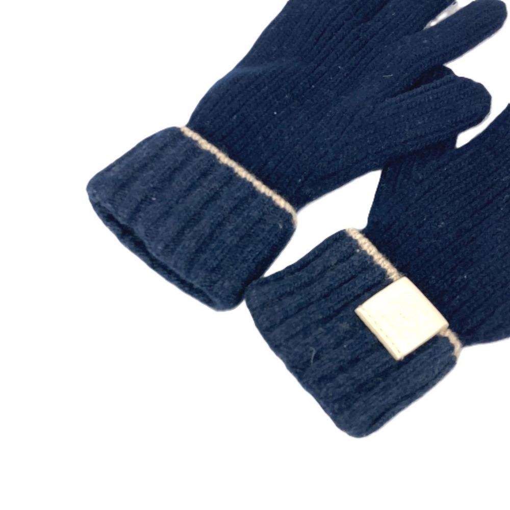 Loewe Anagram Logo Gloves Leather Tag Leather Tag Gloves Wool Navy