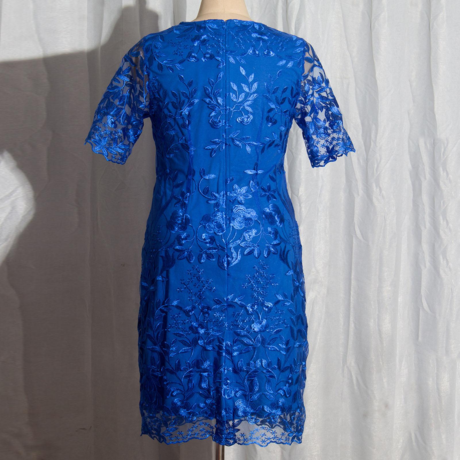 2024 Женское праздничное платье размера плюс с цветочной вышивкой и короткими рукавами — фото 6