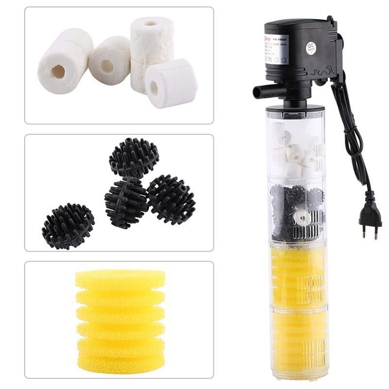 3 In 1 FishTank Filter Oxygen Pump Water Quality Purifier Tool EU Plug Aquarium Filter