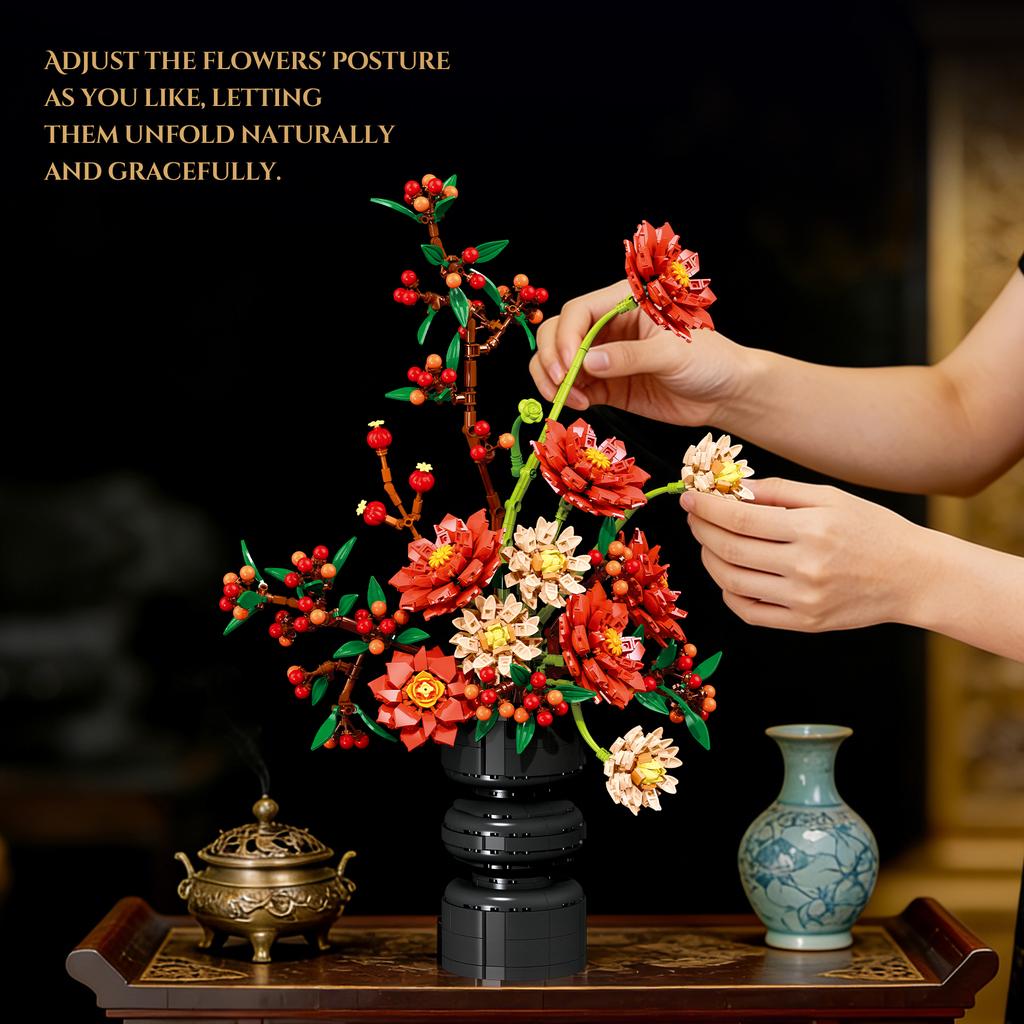 KNEW BUILT Eternal Flower Bouquet Building Up Bricks Toy-Home DecorStress-Relief PuzzlePerfect for Women’s Day/Teacher’s Day Perfect Gift