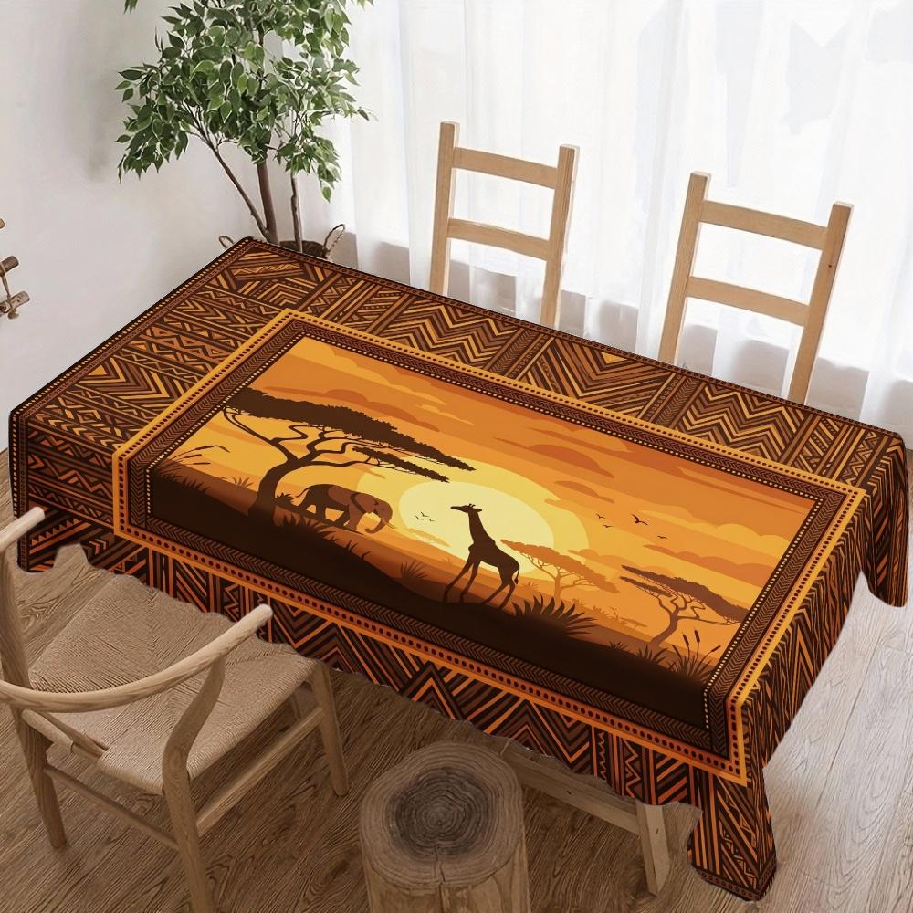 Tovaglia Rettangolare Tramonto Safari Africano per Decorazione Tavola Cucina Sala da Pranzo Impermeabile Riutilizzabile per Tavoli Matrimoni