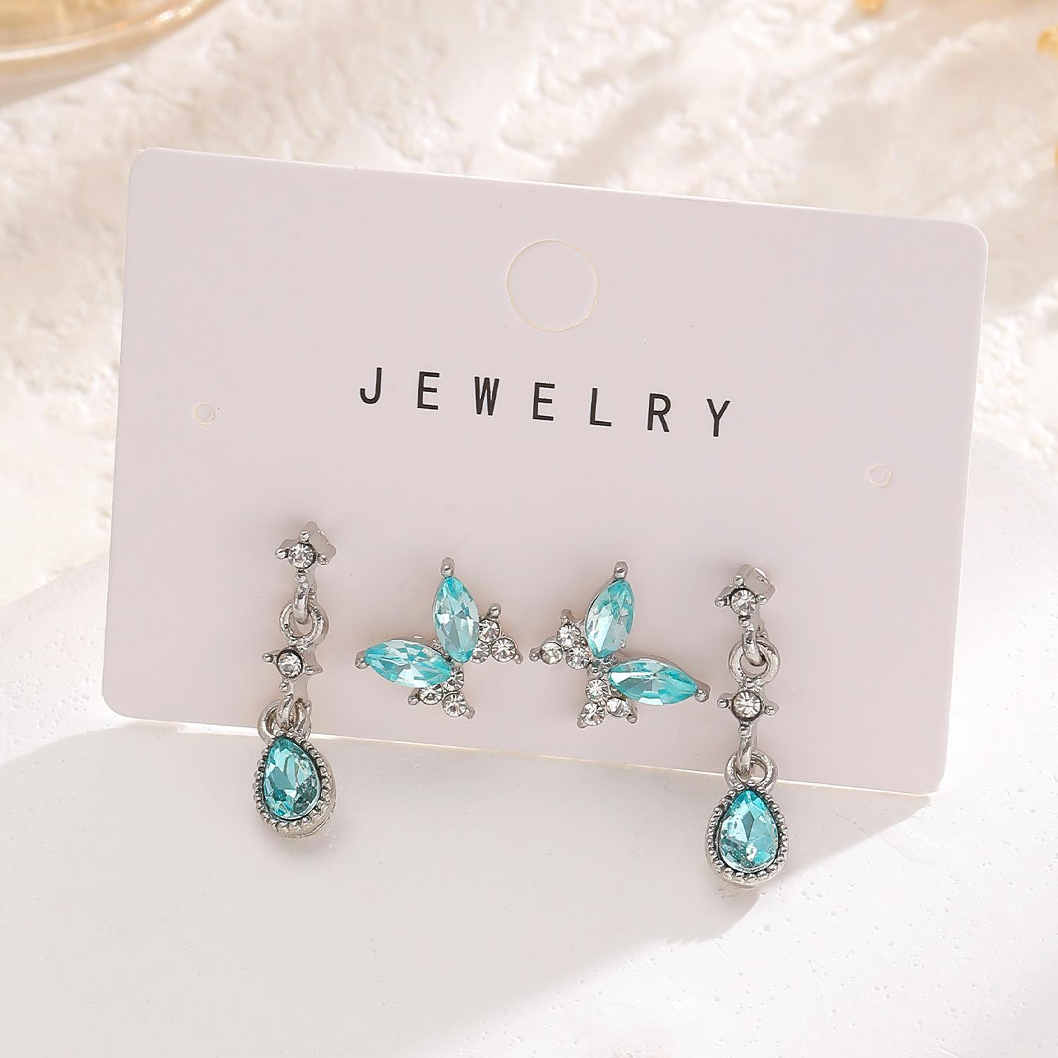 

Butterfly Earrings Aesthetic Vintage Earrings Set Zinc Alloy Earrings Comfortable For Party Special Occasion Gift For Women колір морської хвилі