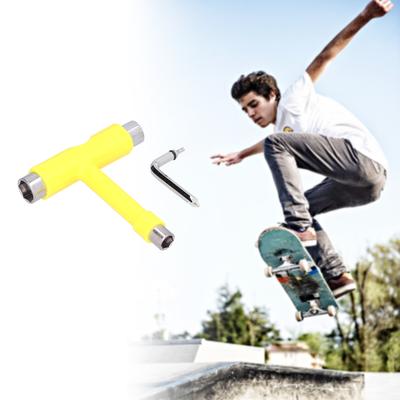 Skate Tool Skateboard T Tool Kit Skate Tool Multi‑Function Portable Skateboard T‑Type Hex Key Kit Fastener Hardware Yellow
