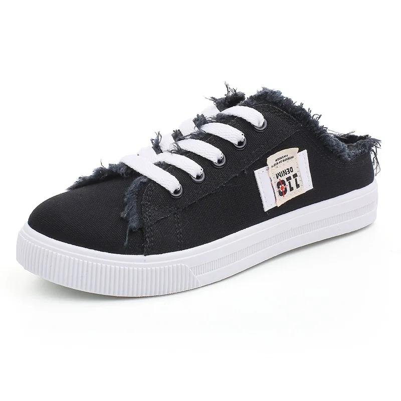 Mode Damen Canvas Sneaker Frühling Sommer Lässig Low Top Denim Sneaker Damen Schnürschuhe Flache Canvas Board Schuhe Weiblich Zapatos De Mujer