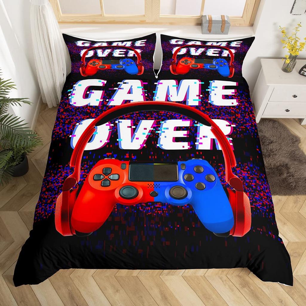 Video Games Bedding Set 3D Headset Headphones Gamer Gamepad Duvet Cover SetBoys Music Quilt SetGaming Controller Bedroom Decor