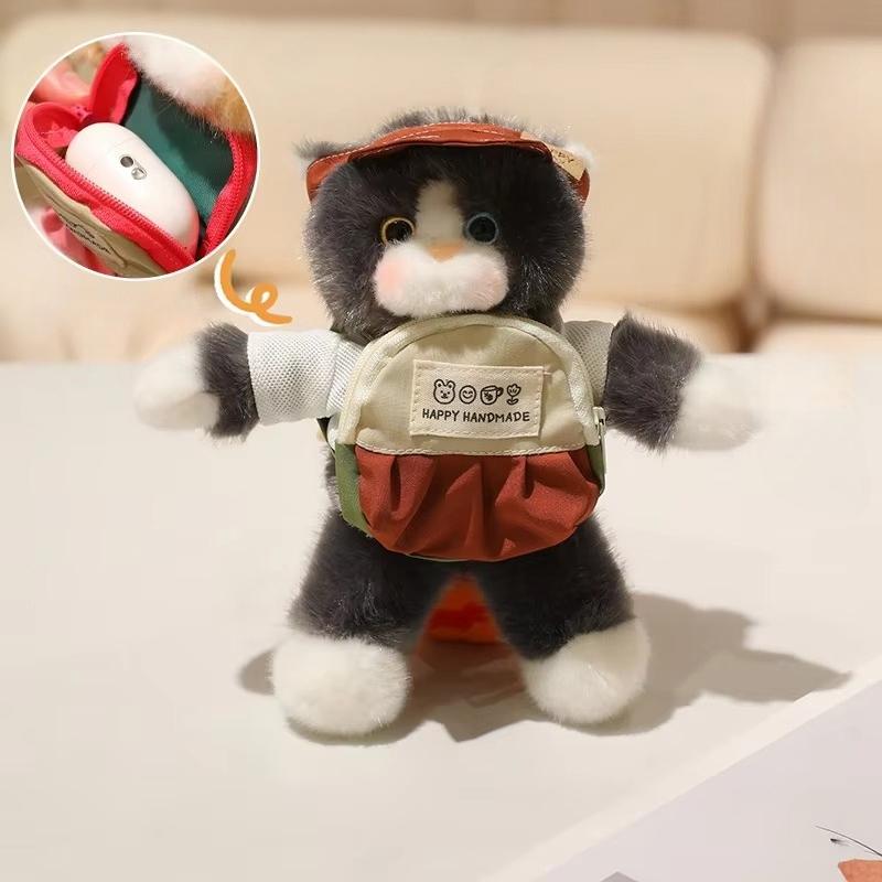 18cm Plush Cat Soft Plush Doll Pocket Design for Cat Lovers Kawaii Birthday Holiday Gift Soft Toy