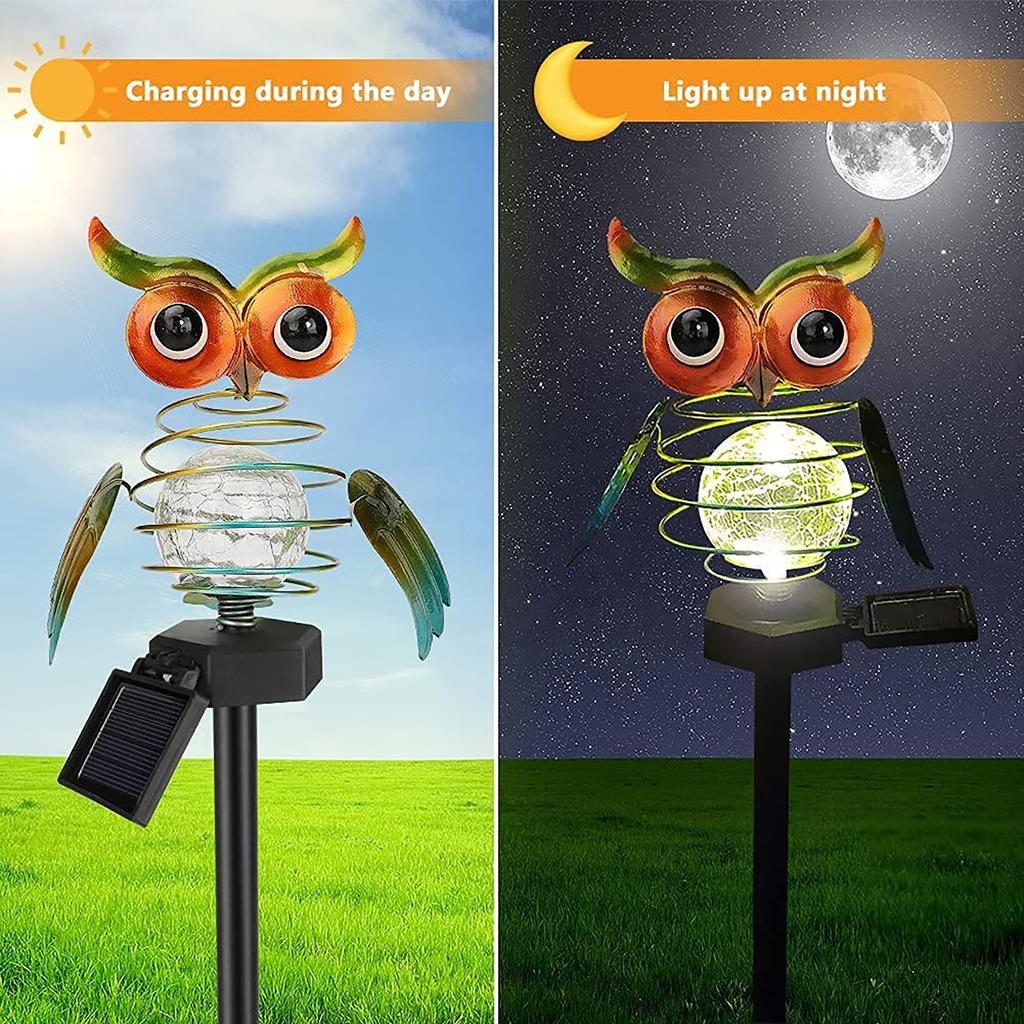 LED Solar Spring Ground Plug Lamp Owl