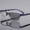 Photochrome Myopiebrille für Herren, Vintage, Business, Halbrahmen, Minussichtbrille, männlich, Outdoor, Farbwechsel-Sonnenbrille, 0 bis 4,0