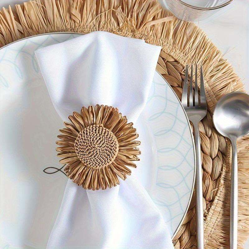 Sunflower Napkin Rings, Napkin Holders, Napkin Rings, Suitable for Birthdays, Weddings, Thanksgiving, Christmas