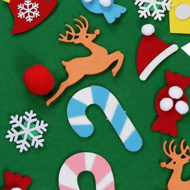 DIY Felt Christmas Tree Set with Detachable Ornaments Kids Wall Hanging Xmas Gifts for Christmas Decorations New Year Gifts