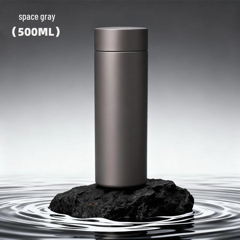 Large Capacity Insulated Pure Titanium Tea Cup with Ice Flower Design Ice Flower Silver