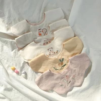 1pc babador bordado coreano para bebê menino menina babador desenho animado animal recém-nascido babador 360 graus rotativo algodão saliva toalha