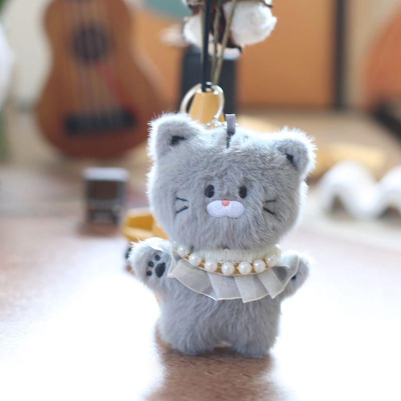 Cute Angry Cat Pendant Plush Toy Doll Soft Stuffed Keychain Bag Hanging Decoration Keychain Pendant Stuffed Doll Girl Kid Gift