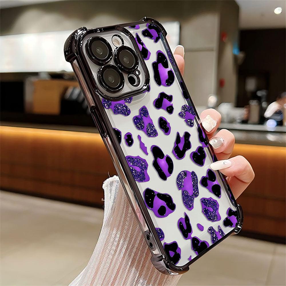 Shiny Colorful Leopard Print Plating Phone Case For Samsung S26 S25 S24 S23 S22 S21 S20 FE Note20 Edge Plus Ultra 4G 5G Airbag