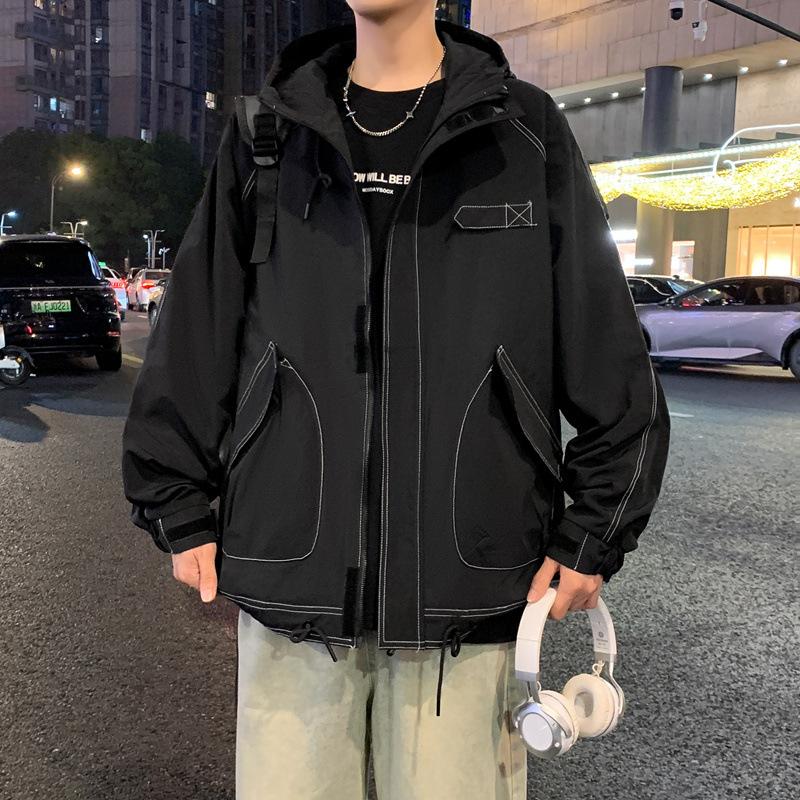 

Coat Men s Autumn and Winter Jacket Hooded Casual Jacket Loose Joker Jacket Couple Coat 5XL