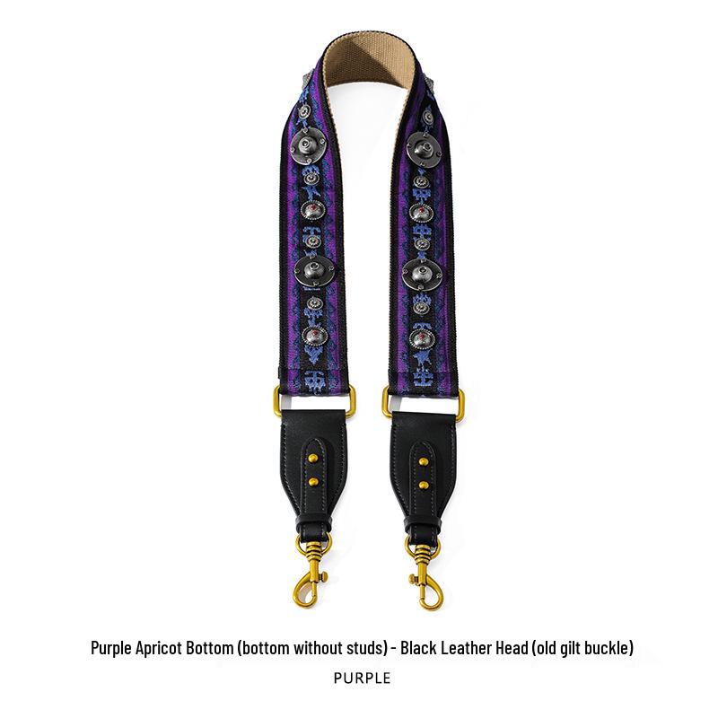 Ma Huang Shi Women's Genuine Leather Vintage Saddle Bag Strap with Rivets