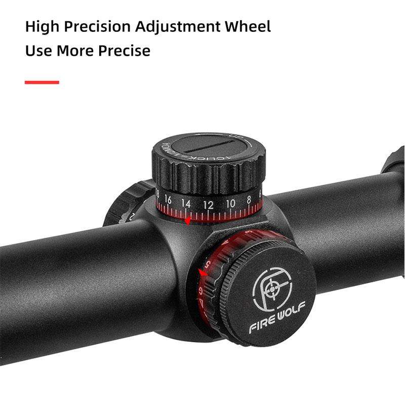 FIRE WOLF 1.2-6X24 IR Tactical Scope For Hunting Optical Step Sight Red Green Illuminated Range Sight
