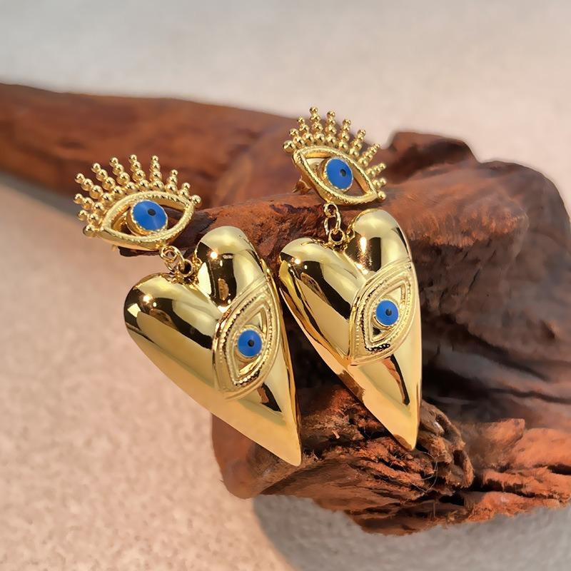 Módní 18k Zlatá Nerezová Ocel Kapající Olej Ďáblovo Oko Láska Přívěsek Šperky Náušnice