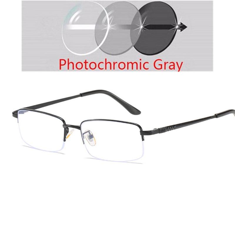 Metal Half Frame Prescription Eyeglasses for Men Blue Light Blocking Nearsighted Glasses 0 to -6 0 Diopters
