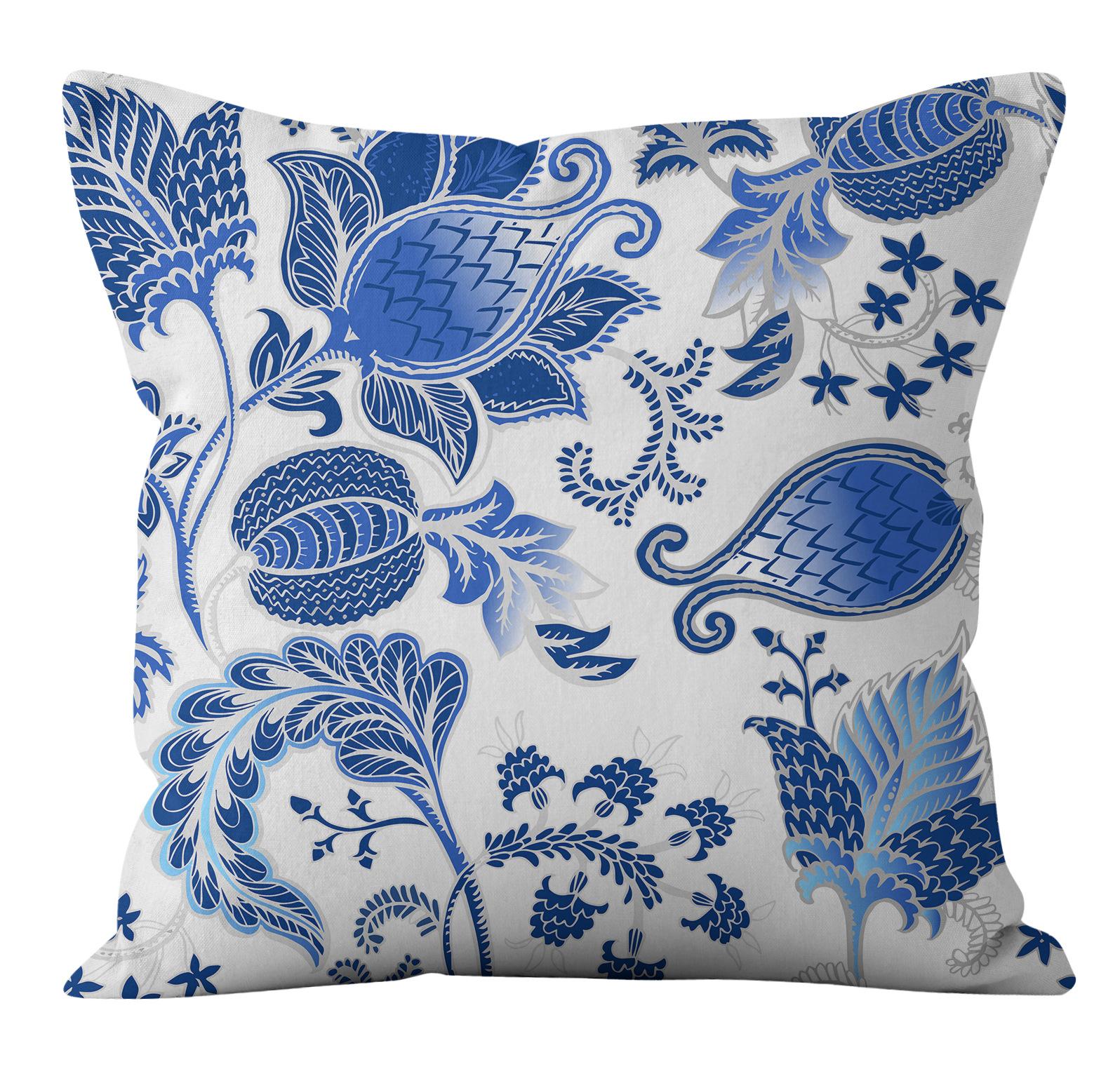 

Новый Современный Простой Синий Синий и Белый Фарфор Геометрический Узор Наволочка Дом Лето Диван Чехол для Подушки 45X45