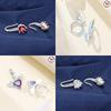 925 Silver White Heart Zircon Earring Pink Heart Wings for Women's Earrings Anniversary Jewelry Delicate Fine Gift