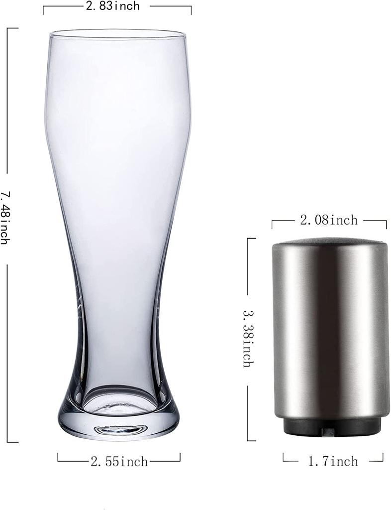Morning Place Stylish Beer Glasses, Set of 4, Foaming, Dishwasher Safe, 500ml (Set of 4)