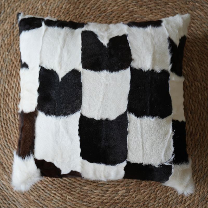 Plush Cow Print Pillowcase 50x50cm Double-sided Cushion Cover Artistic Color-block Throw Pillow Cover Home Decor