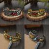 Style Oval Turquoise Bracelet With Vintage Two Tone Leaf Design For Women
