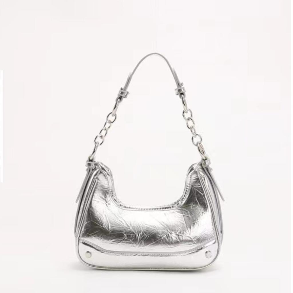 Silver Underarm Bag for Women Summer 2025 Niche Simple Shoulder Bag Commuting High-Quality Dumpling Bag Trendy