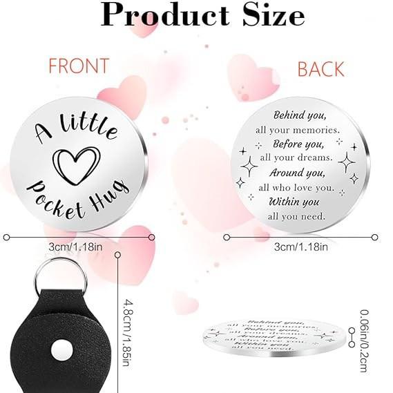 Pock Hug Leather Pocket Token & Stainless Steel Decision Coin Valentine's Day Gift for Lover