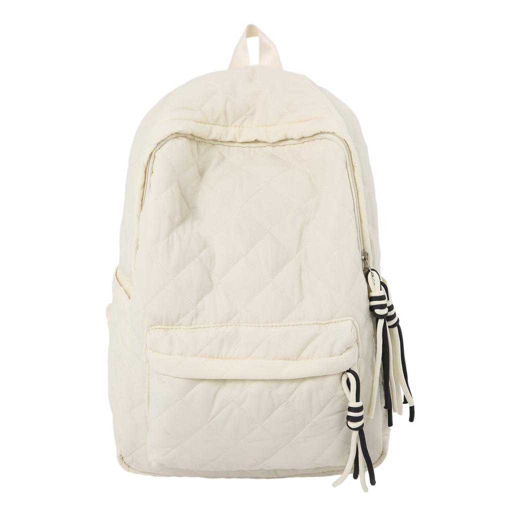 Lightweight Quilted Backpack Casual Fashion Daily Bag Large Capacity School Bag for Students Minimalist Design Commute Travel with Functional Pockets