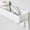 Wall mounted storage rack with tray and 6 hooks for mail,cutlery, bathroom storage,office tools,study supplies,and snack storage