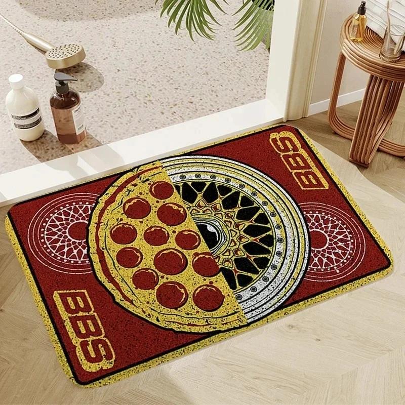 Retro Classic Racing Car Wheel DoorMat, Non-slip Carpet, Suitable for Living Room, Bedroom, Bathroom, Holiday Home Decoration