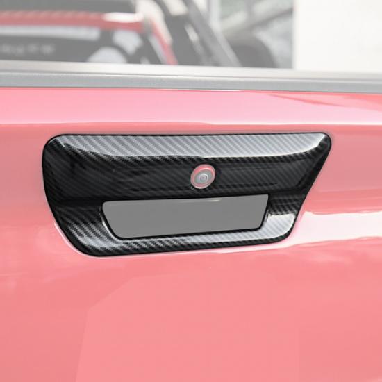 For 19-25 Dodge Ram 1500 Carbon Rear Door Tailgate Handle Cover Trim Decor Bezel