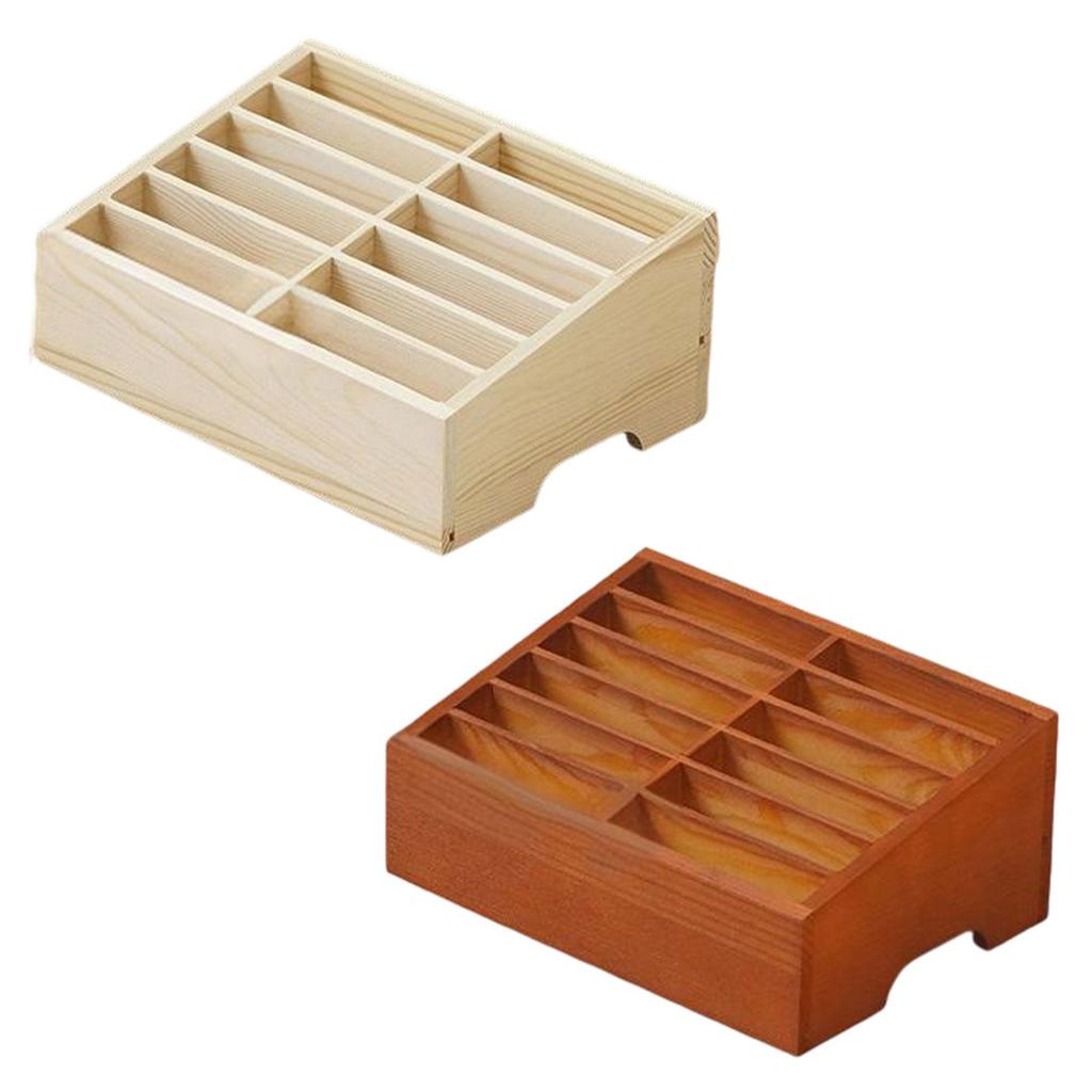 Compact Solid Wood Cell Phone Organizer Storage Box with 12 Compartments for Centralized Management