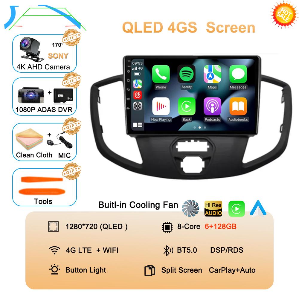 Android 14 Auto Carplay For Ford Transit 2015 - 2018 Car Radio Multimedia Video Player Navigation GPS Stereo 360 Camera WIFI+4G