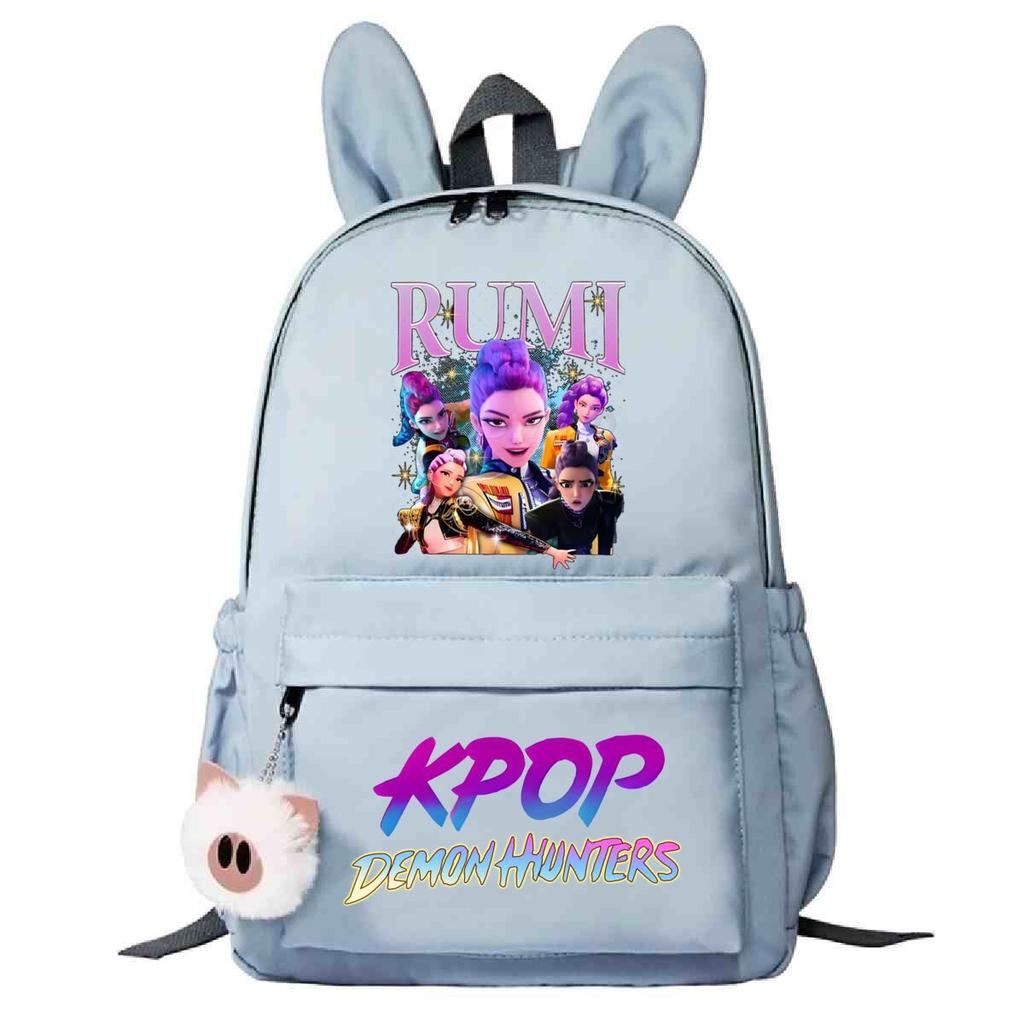 Kpop Anime Cartoon Print Student Korean Version Schoolbag Lightweight Cute Rabbit Ear Backpack