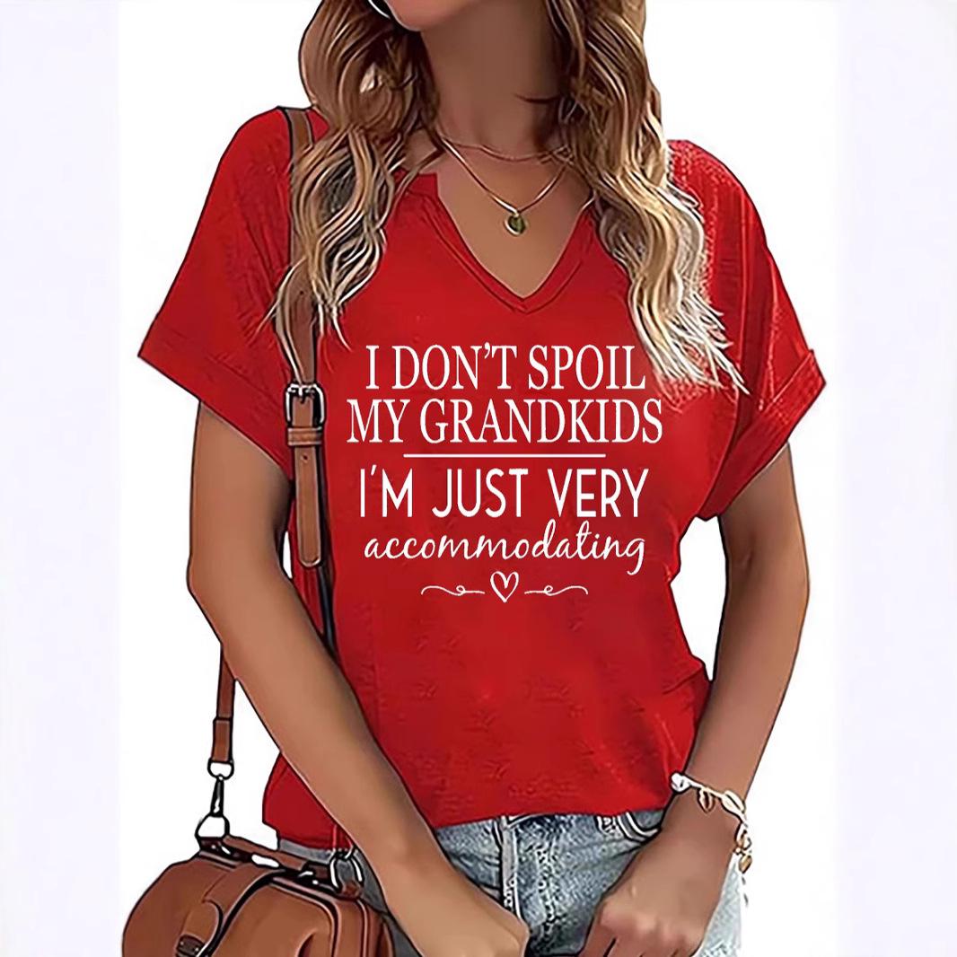 

Cross-Border V-Neck Tee: I m Not Spoiling My Grandkids, Just Very Caring XXL