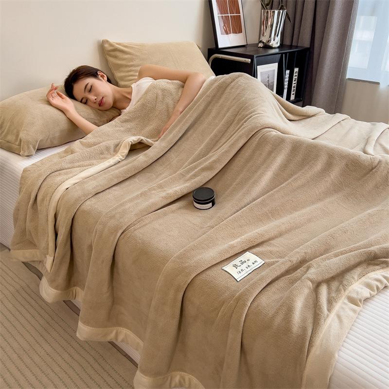 Double-Sided Thick Velvet Shawl Blanket - Winter Coral Fleece Flannel